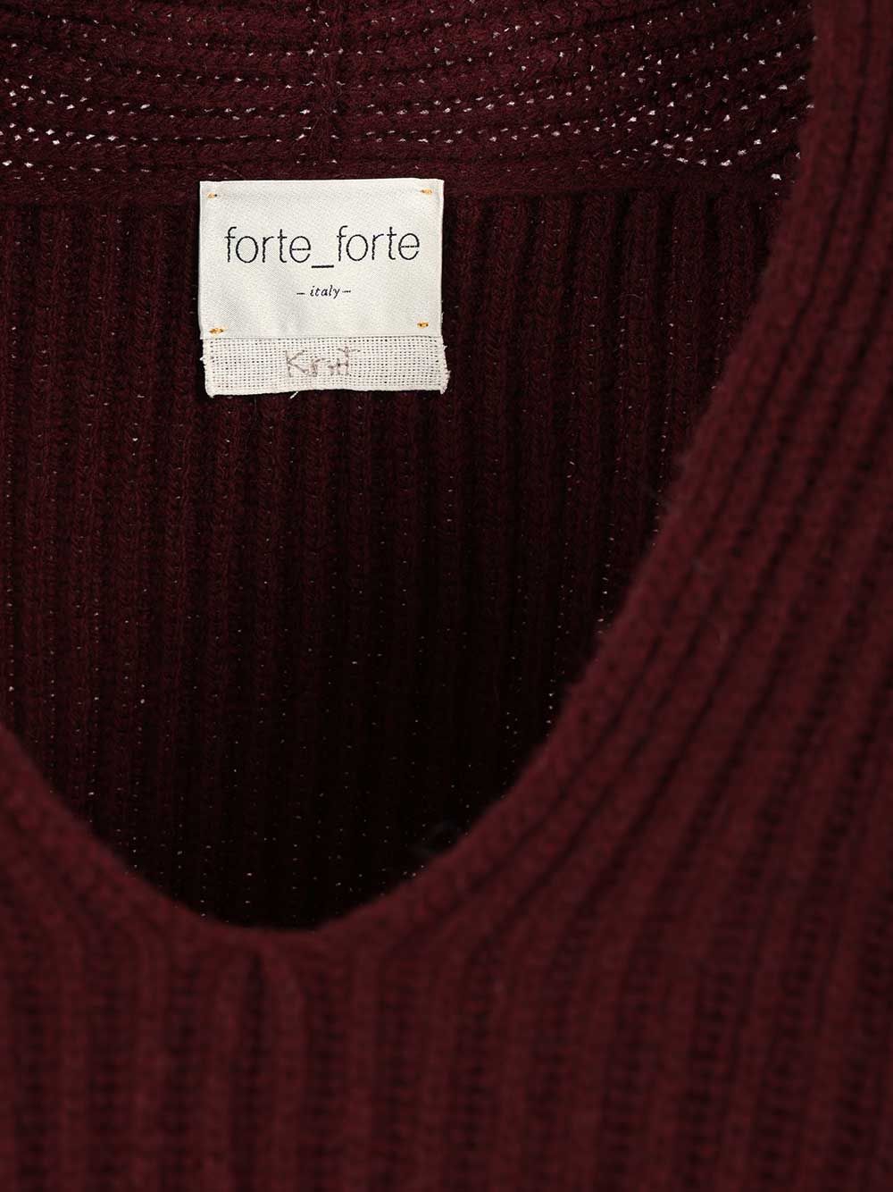 Forte Forte Long-sleeved V-neck Sweater In Burgundy