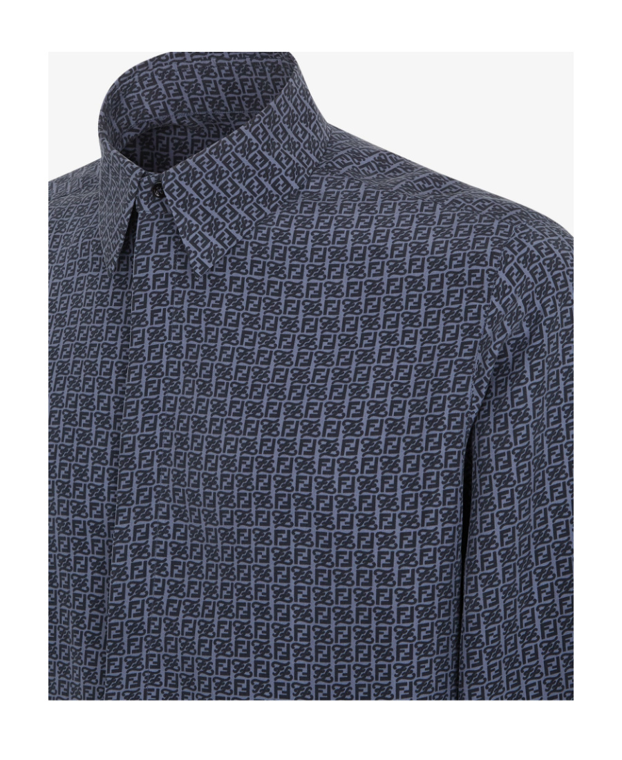 Fendi Karligraphy-print Long Sleeved Shirt In Black