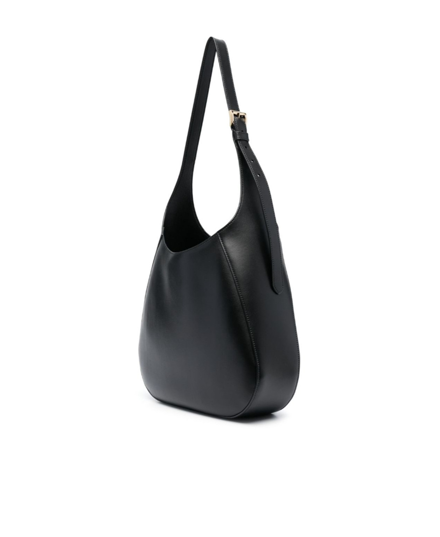 Prada Triangle-logo Leather Shoulder Bag In Black