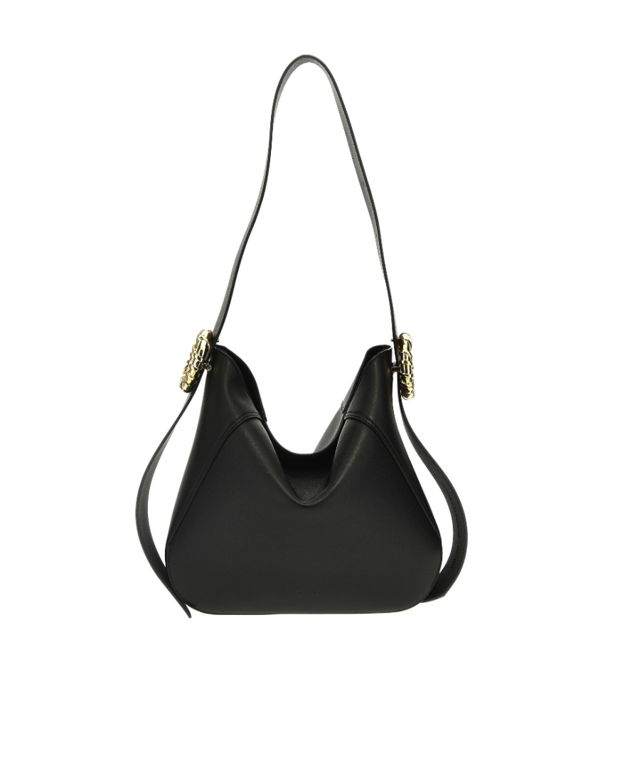Shop Lanvin Melodie Leather Shoulder Bag In Black