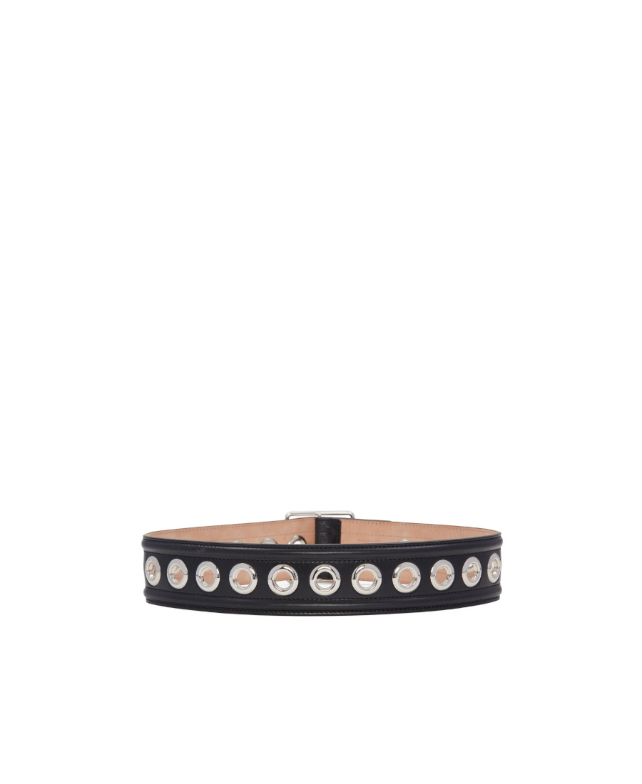 Alexander Mcqueen Eyelet Detailed Buckled Belt In Black
