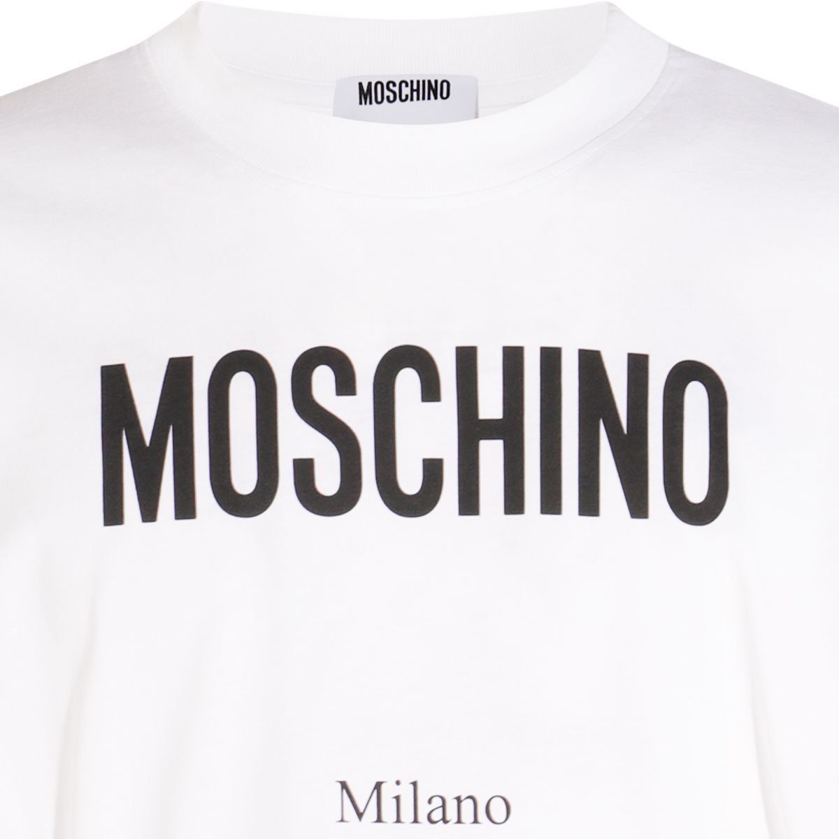 Moschino Cotton T-shirt With Contrasting Logo Detail In White
