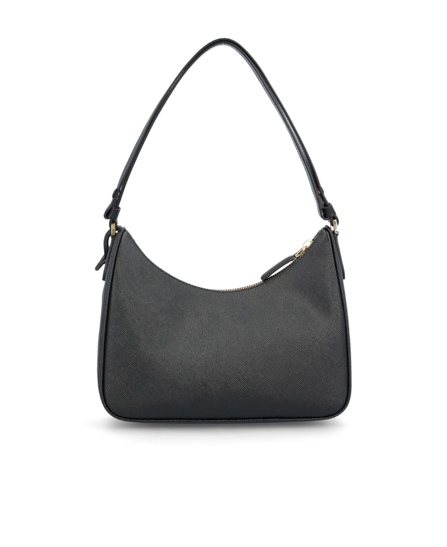 Prada Logo Mini Saffiano Leather Shoulder Bag In Black