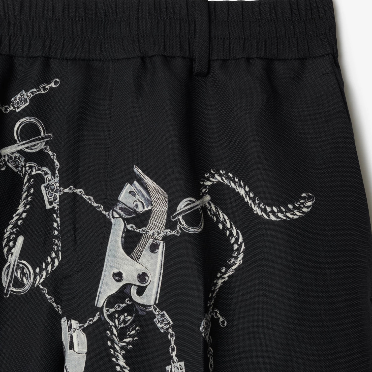 Burberry Knight Hardware Canvas Trousers In Black