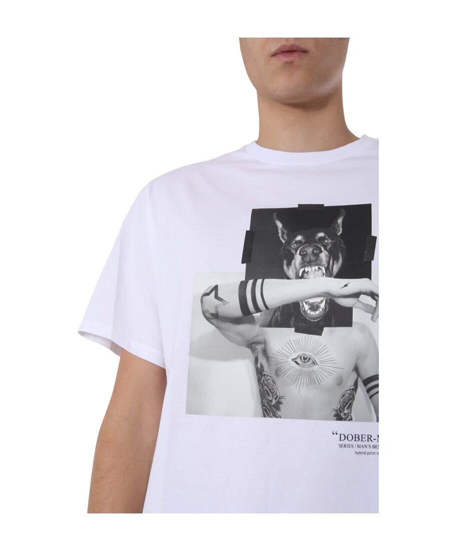 Neil Barrett Printed T-shirt With Round Neck In White