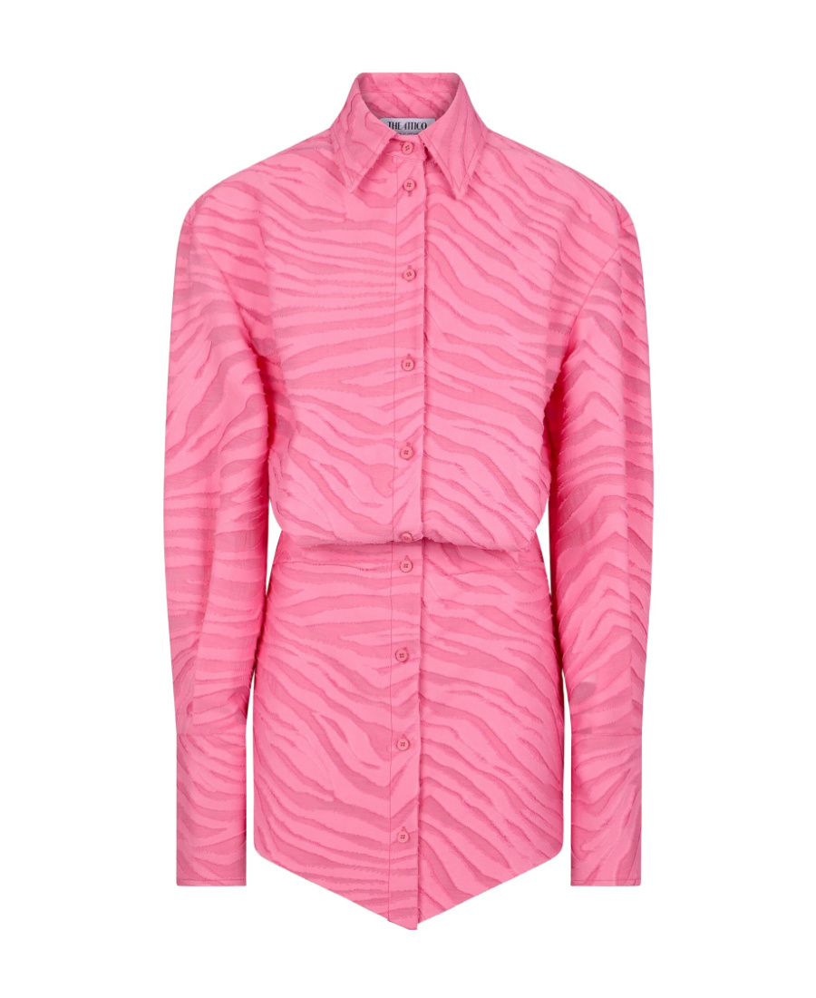 Attico Silvye Zebra-patterned Shirt Dress In Pink