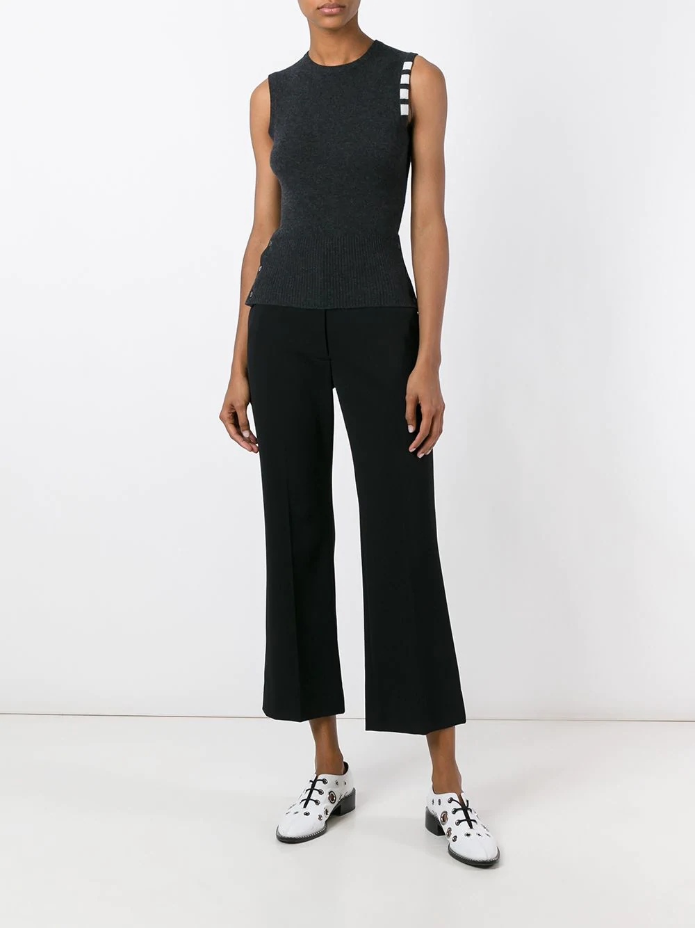 Thom Browne Cashmere Sleeveless Sweater Stripe Detail In Gray