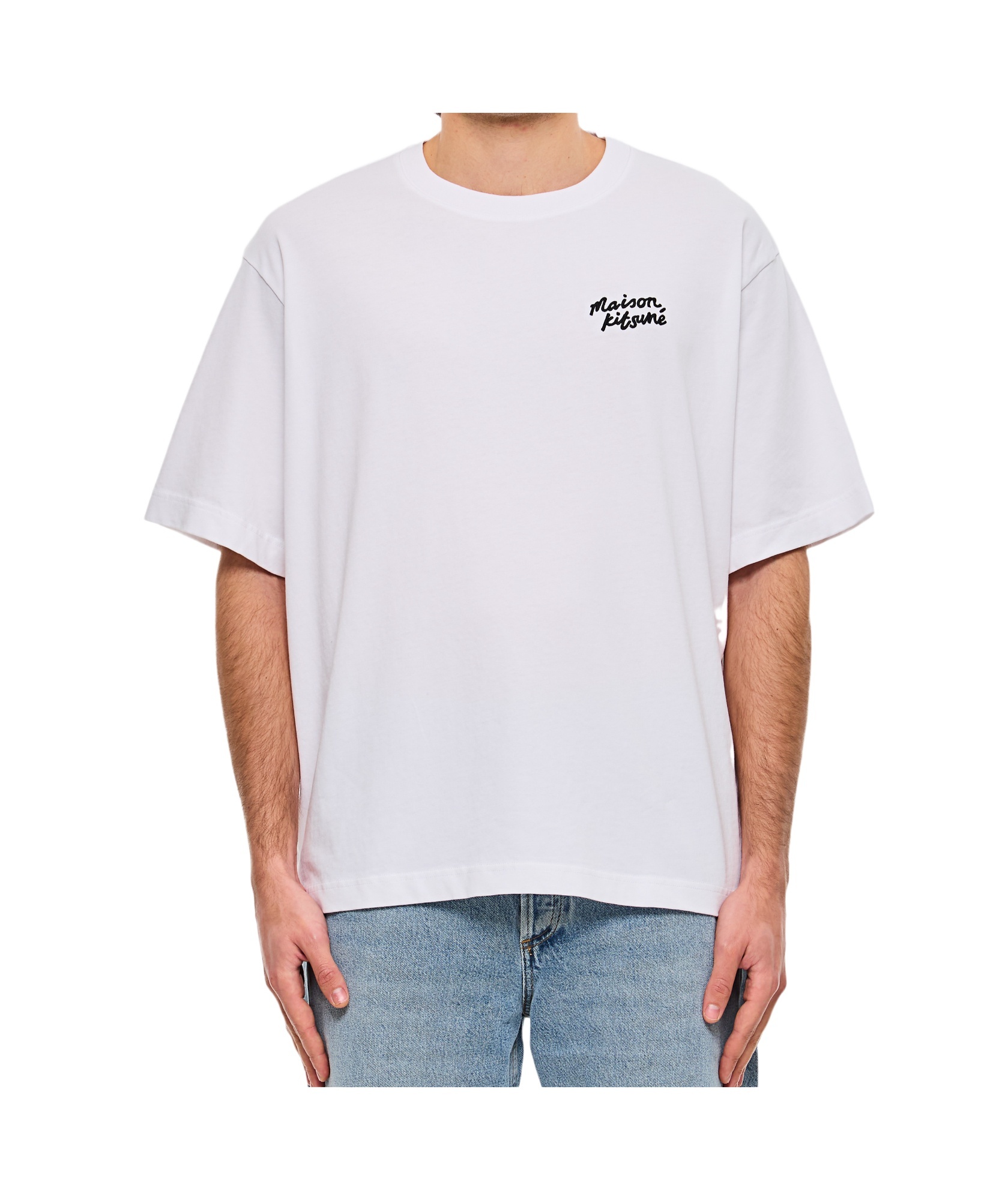 Maison Kitsuné White T-shirt With Logo Handwriting Print In White