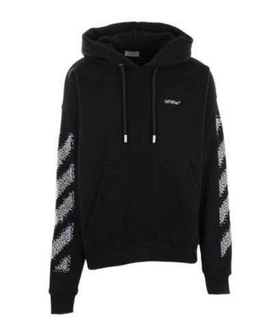 Off-white Brand-embroidery Kangaroo-pocket Relaxed-fit Cotton-jersey Hoody In Black