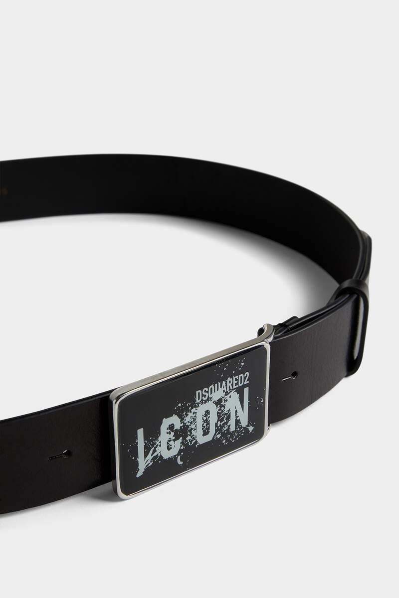 Dsquared2 Icon Leather Buckle Belt In Black