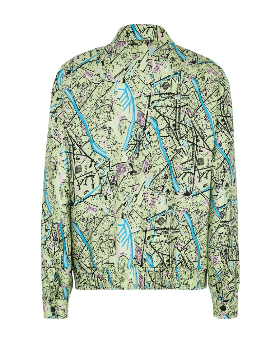 Fendi Map Reversible Long-sleeved Shirt In Green