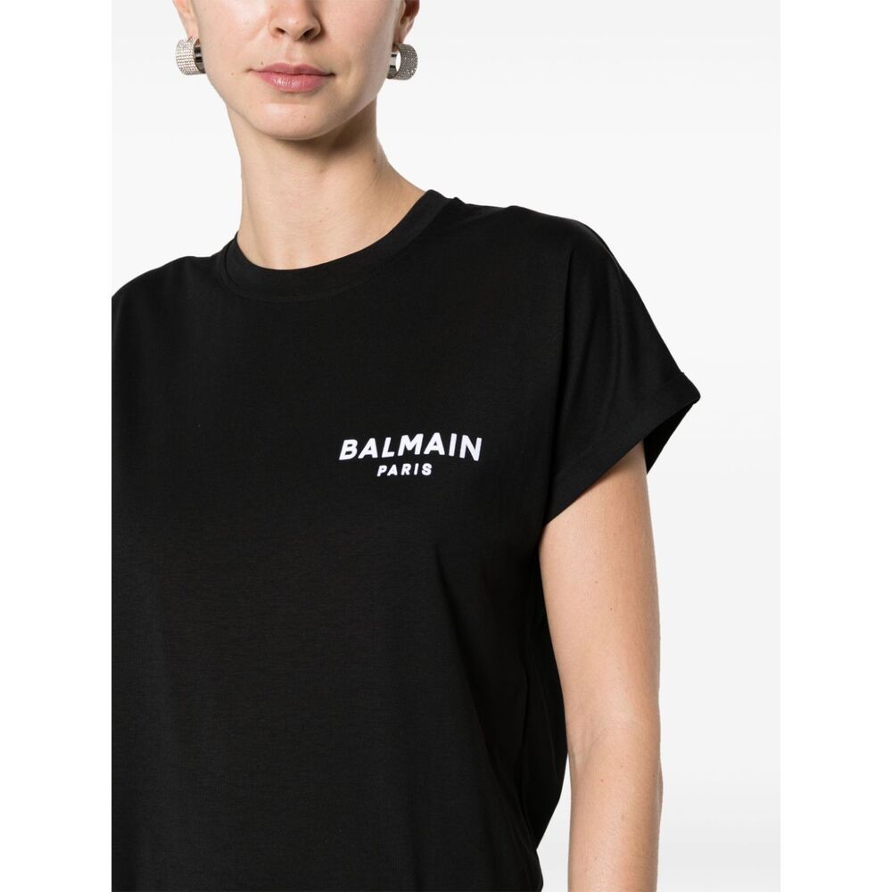 Shop Balmain Flocked T-shirt In Black
