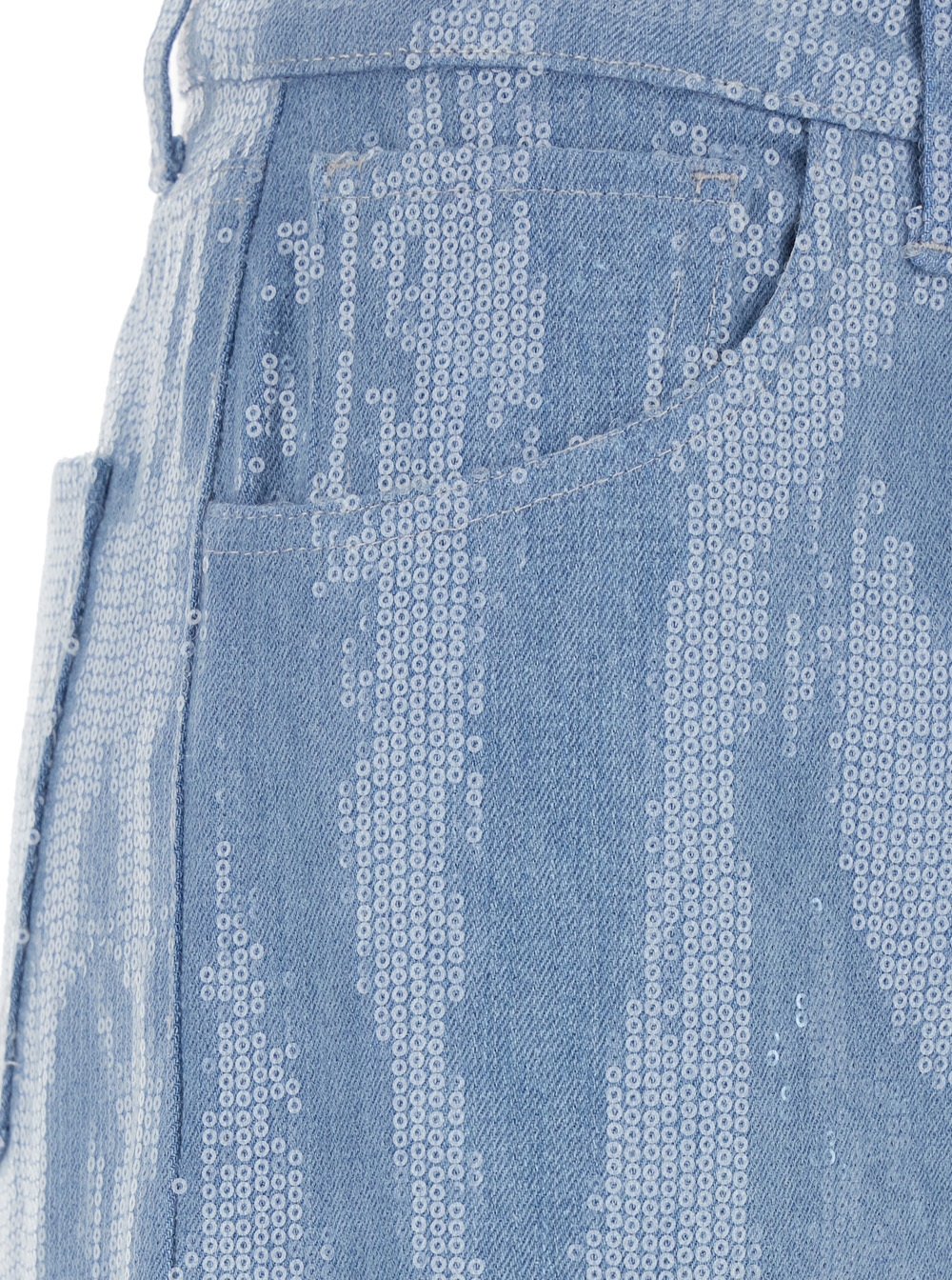 Federica Tosi Light Blue Five-pocket Jeans With All-over Sequins In Fabric Woman In Blue