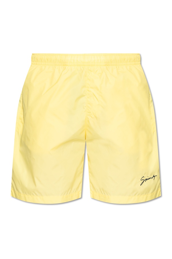 Givenchy Logo Embroidered Swim Trunks In Yellow