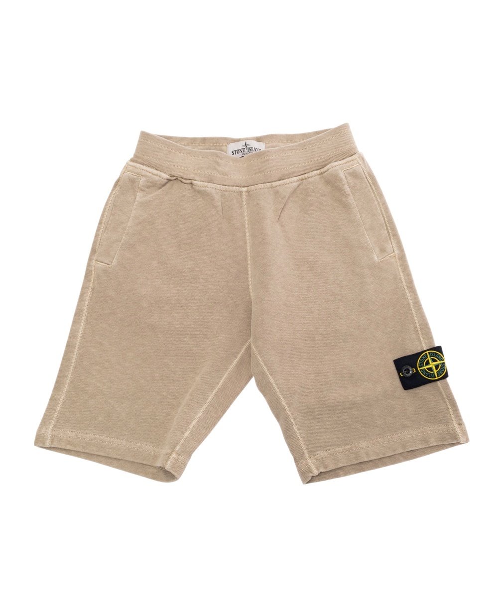 Stone Island Elastic Waist Shorts In Nude