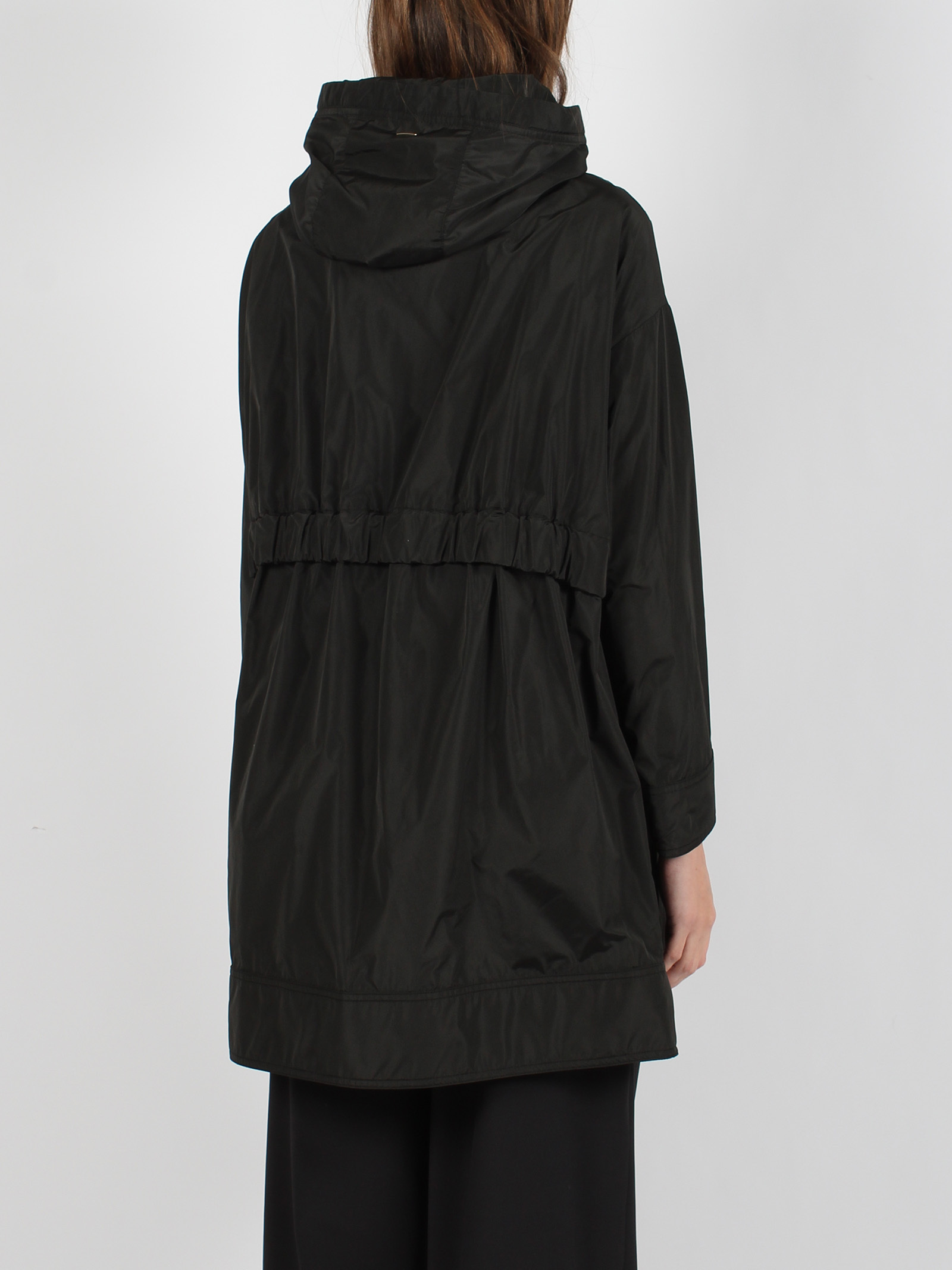 Herno Zipper Hooded Raincoat In Black