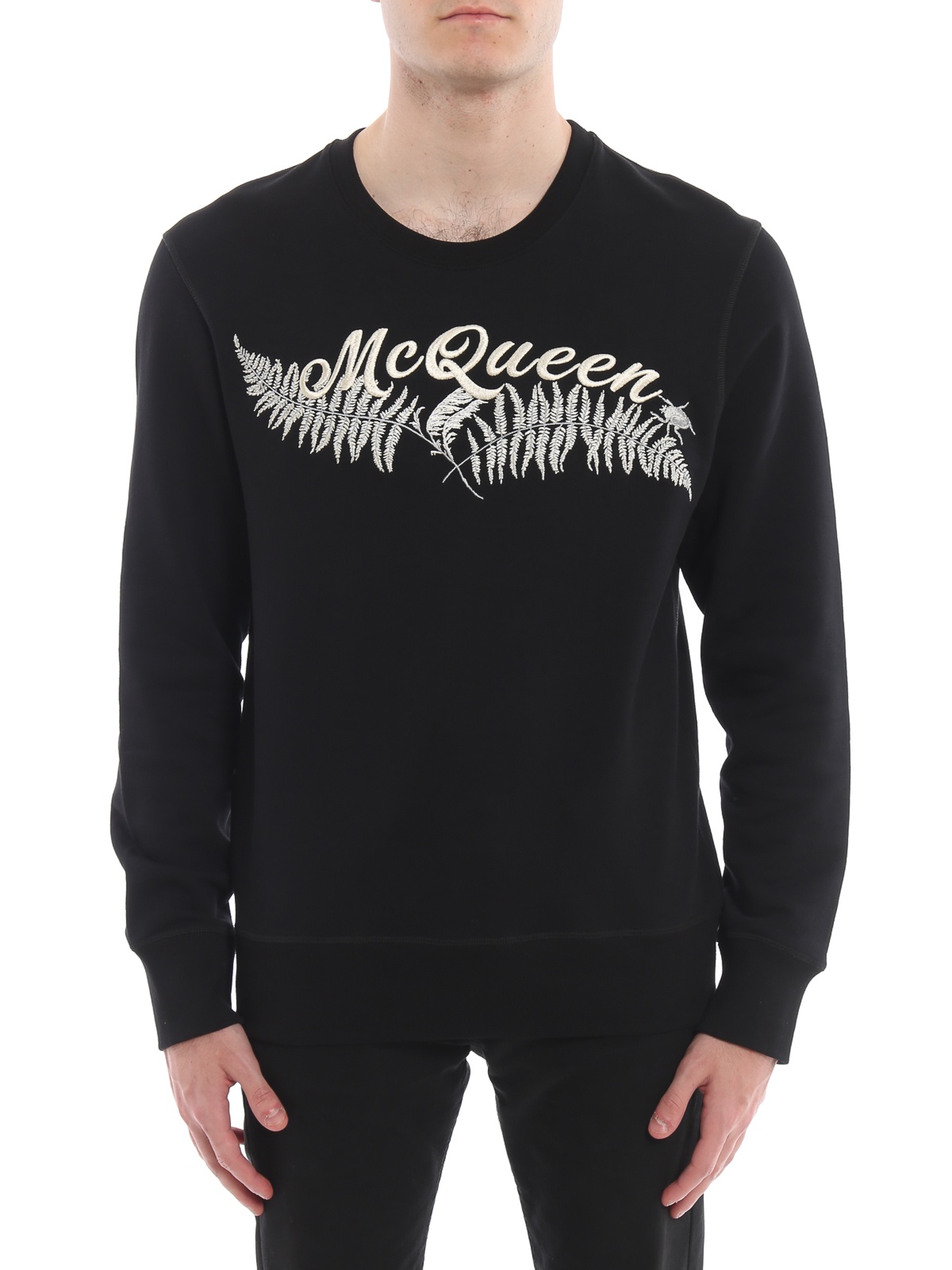 Alexander Mcqueen Round-necked Logo Sweater In Black