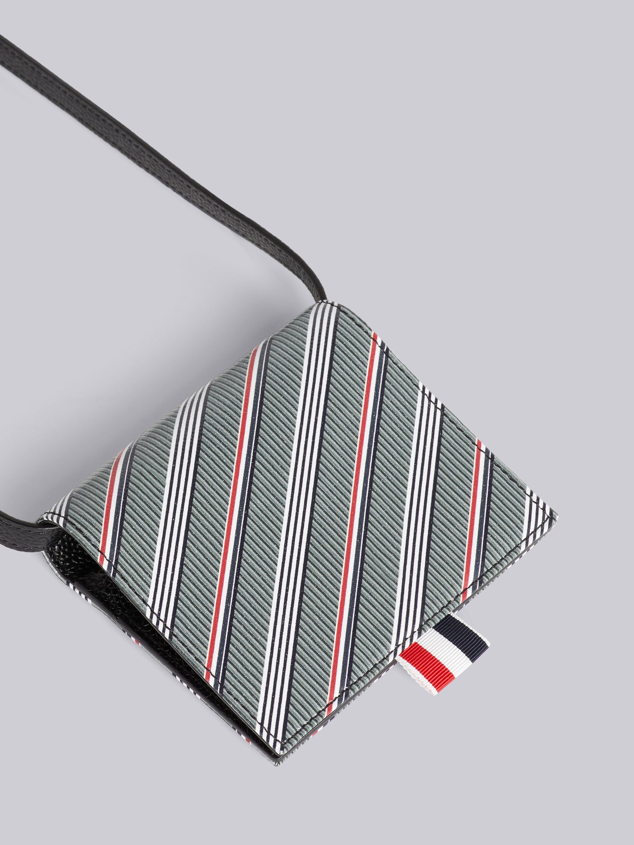 Thom Browne Striped Rwb Wallet In Gray