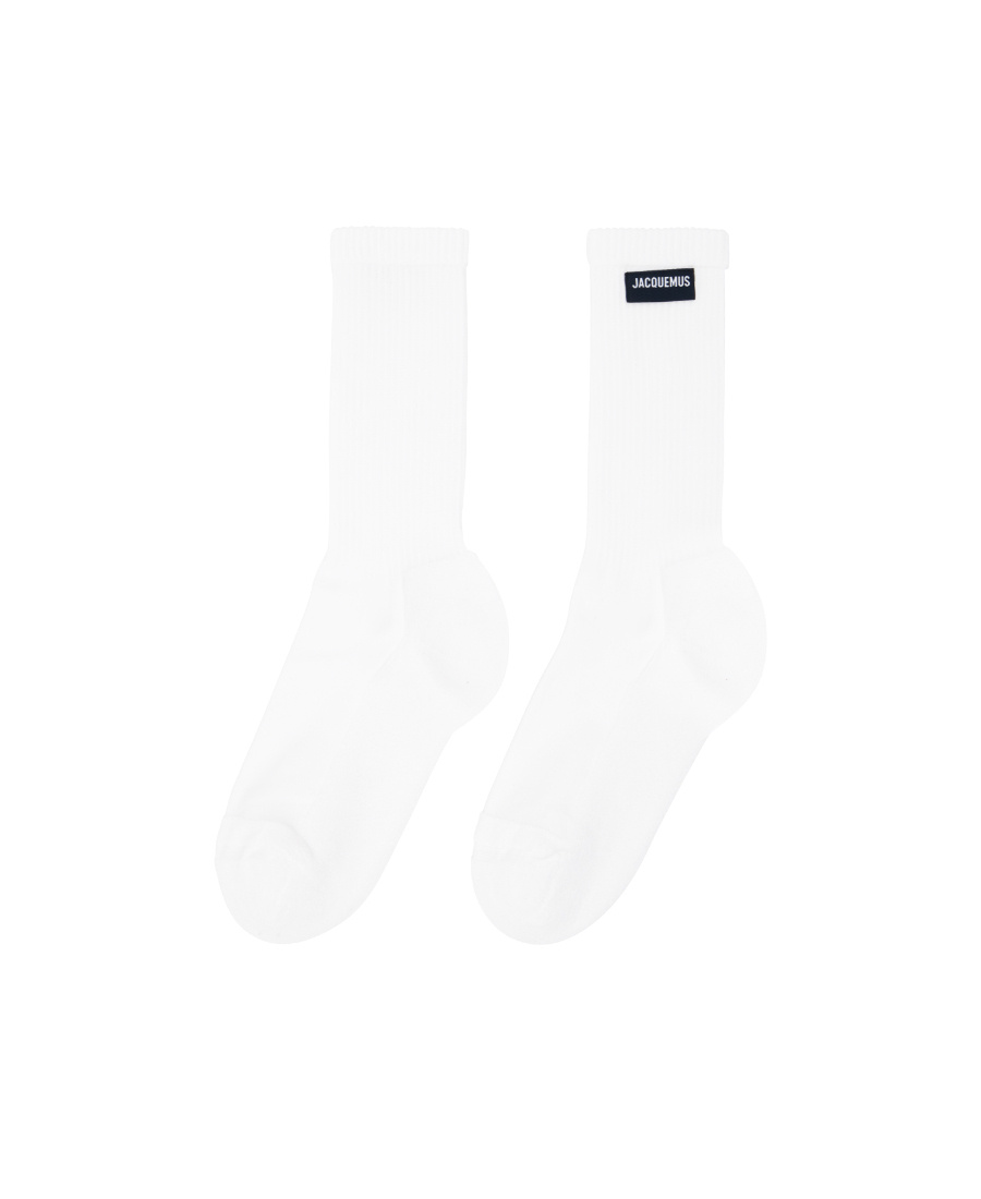 Jacquemus Logo-patch Ribbed Socks In White