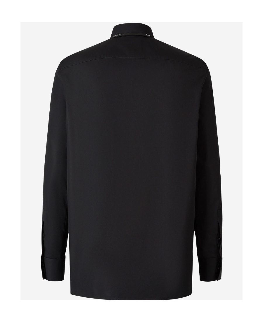 Givenchy Logo Engraved Metal Clip Long-sleeved Shirt In Black