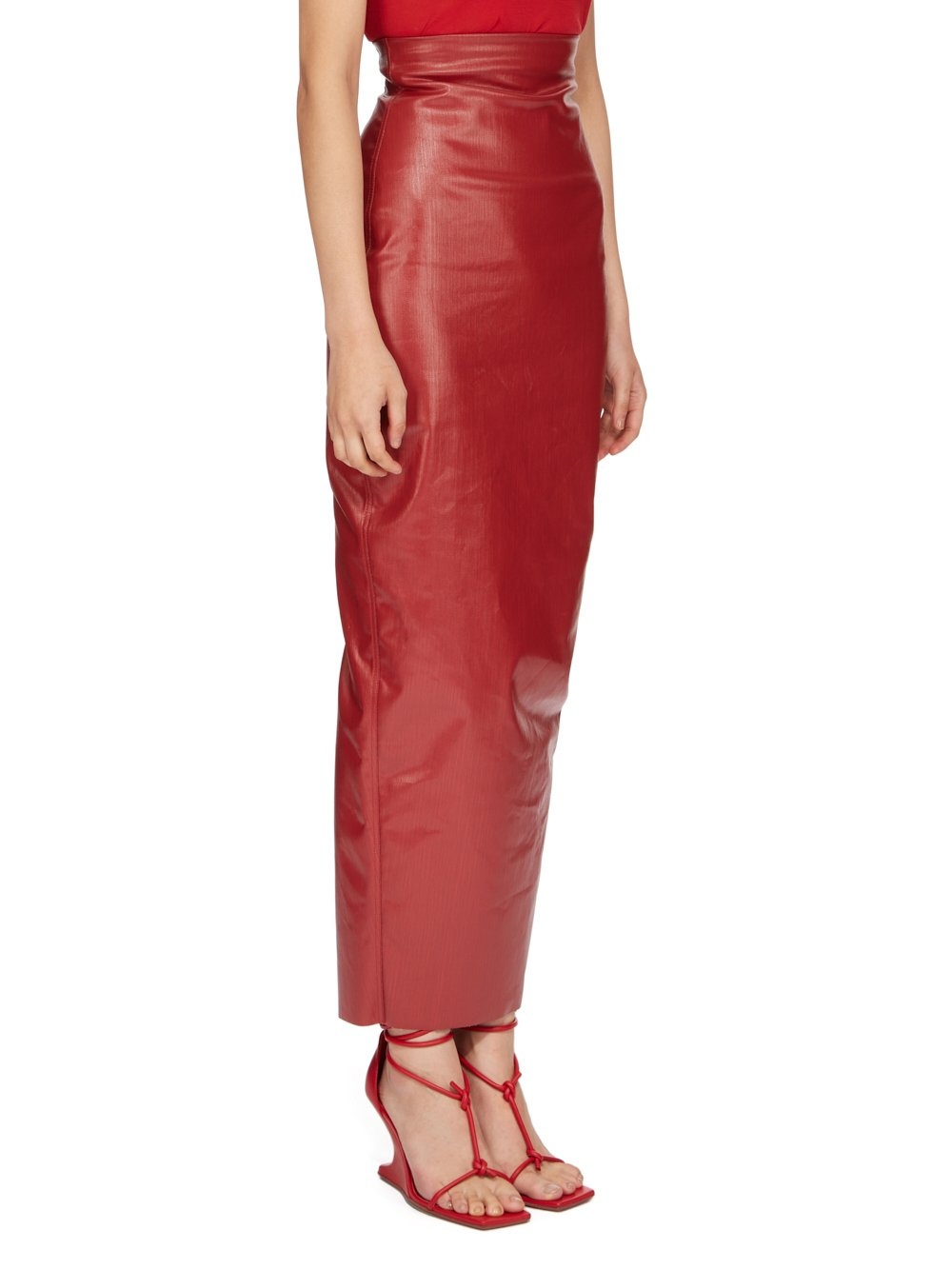 RICK OWENS COATED DENIM SKIRT