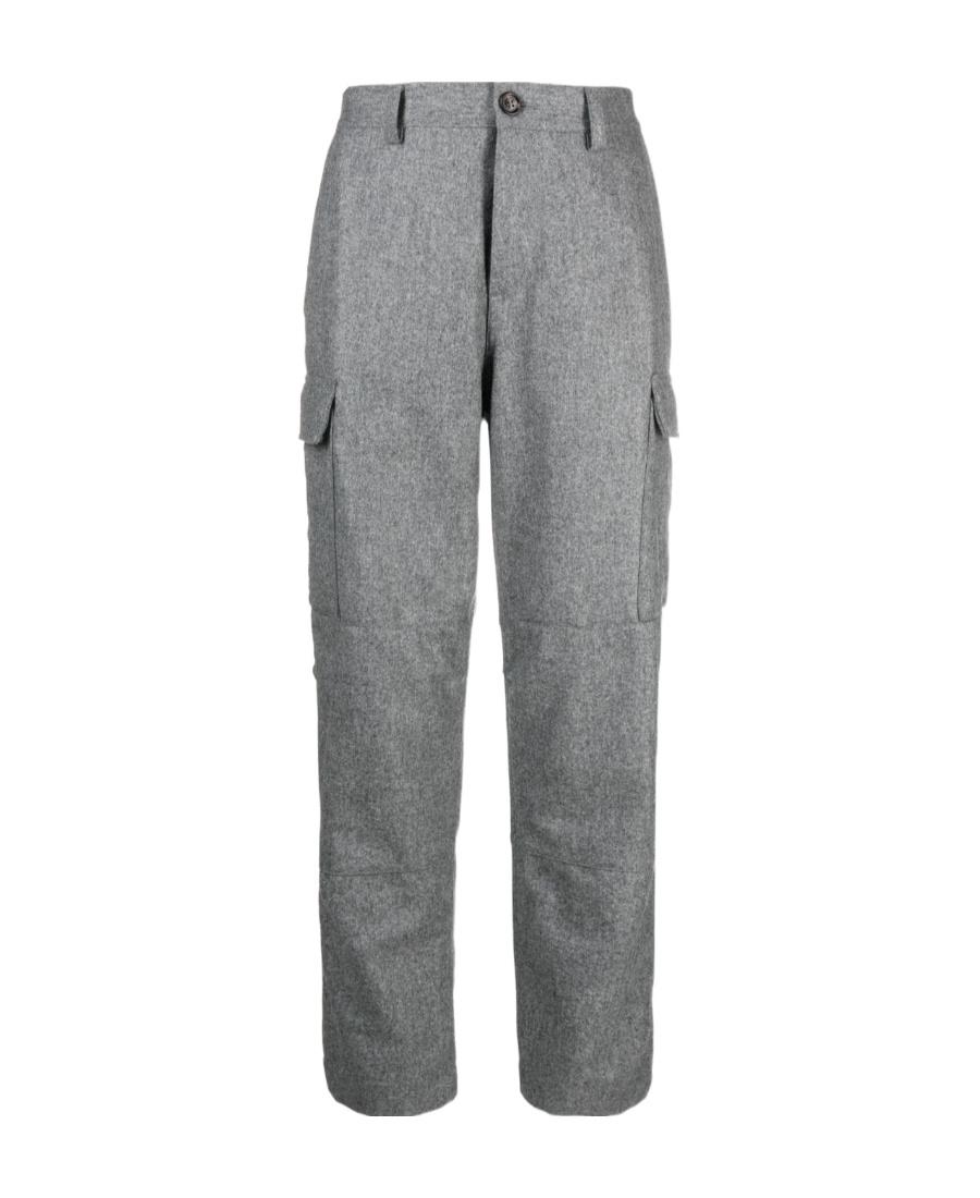 Brunello Cucinelli Straight-leg Wool Trousers In Gray