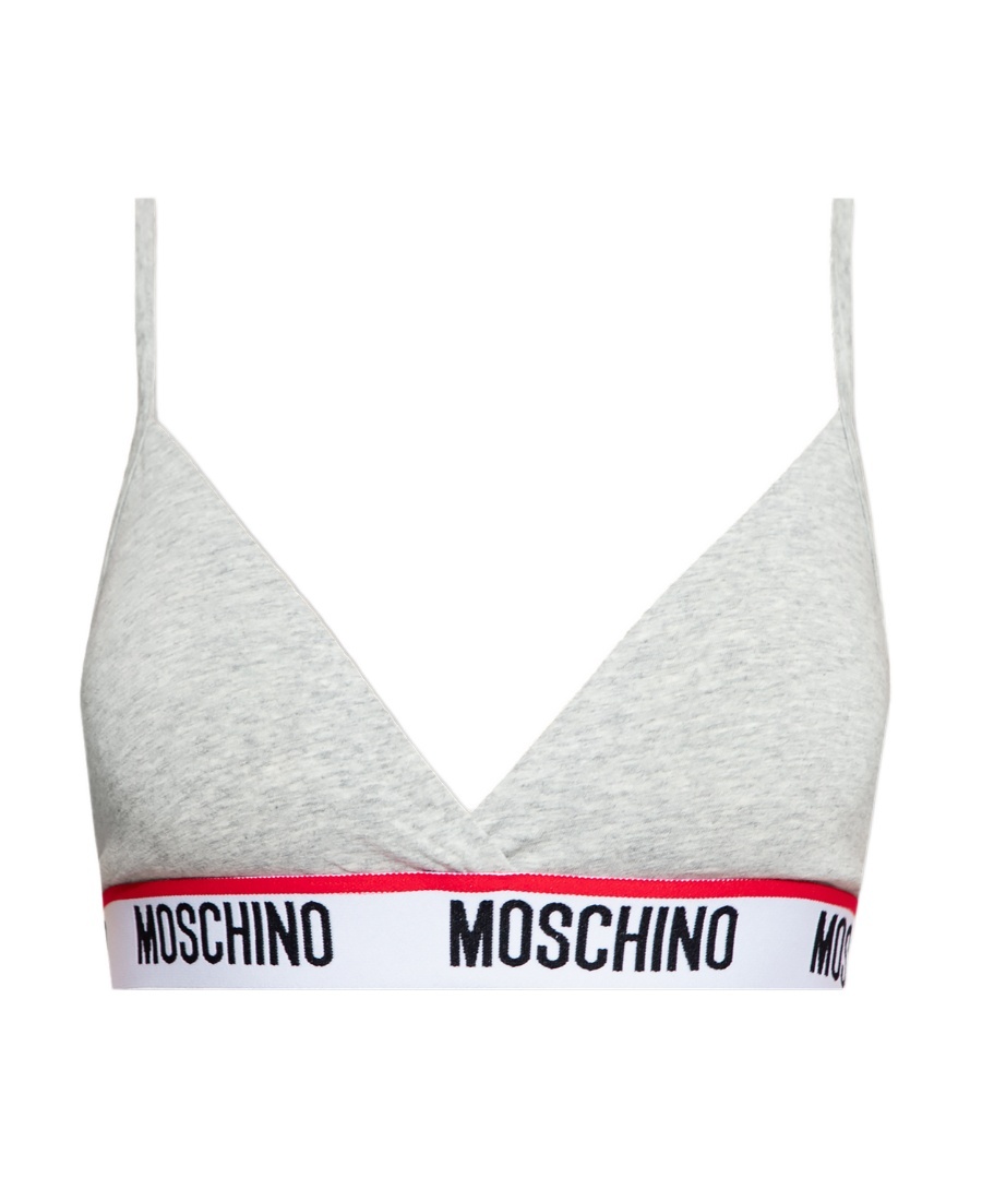 Moschino Logo-tape V-neck Triangle Bra In White