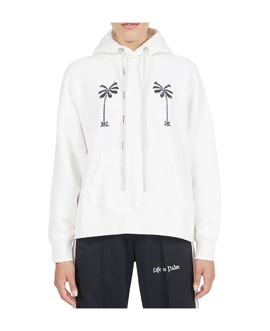 Palm Angels Graphic-print Cotton Hoodie In White