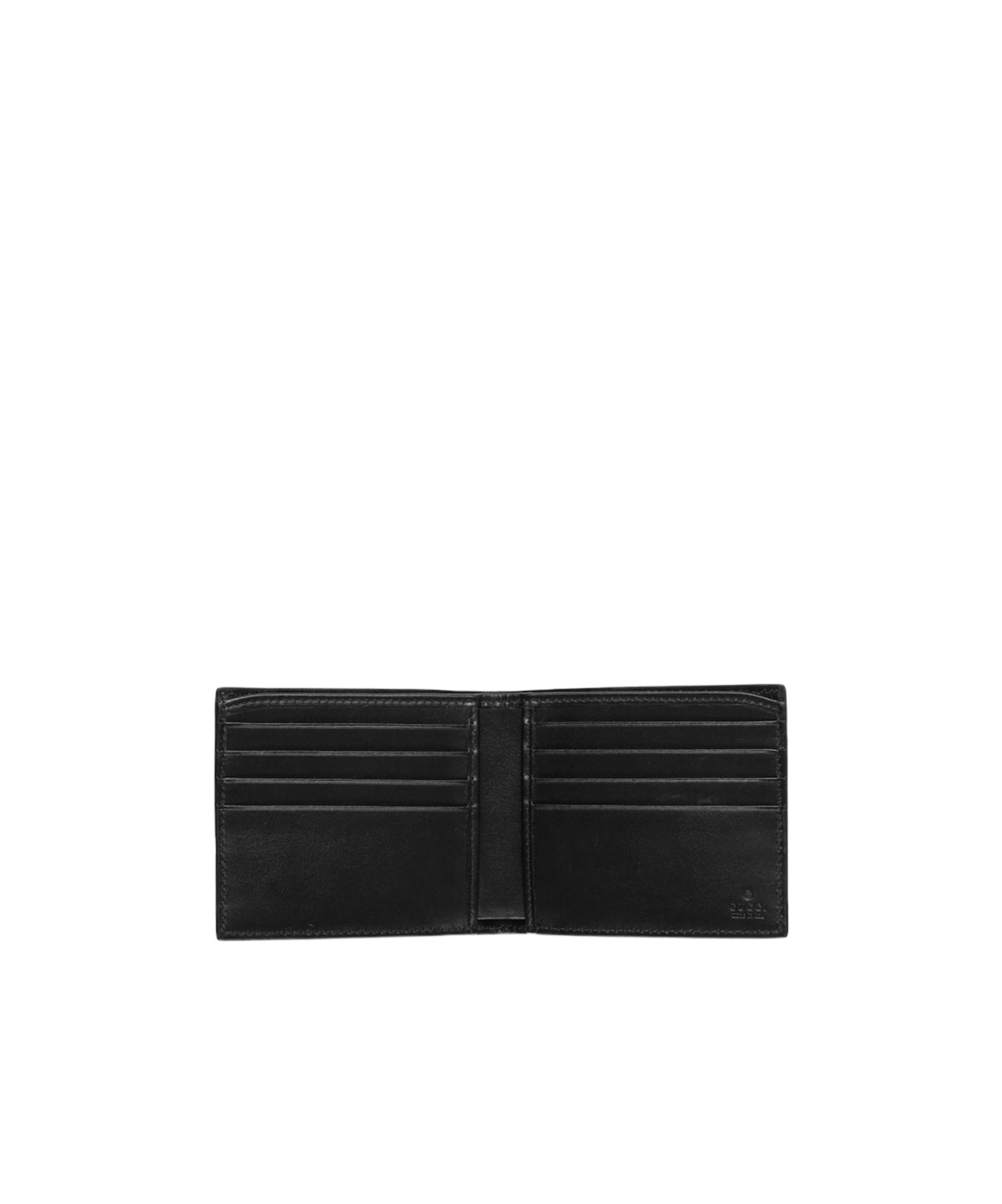 Gucci Mini Jumbo Gg Black Leather Wallet In Gray