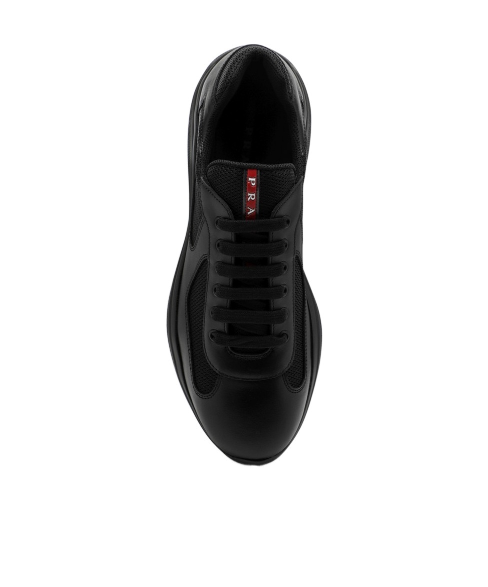 Prada Fabric And Leather America S Cup Sneakers In Black