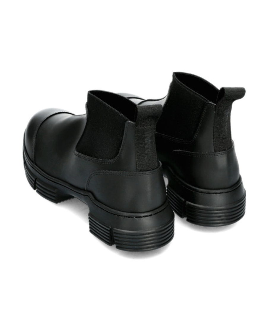 Ganni Round-headed Short Boots In Black