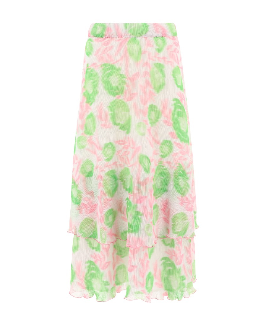 GANNI PLEATED GEORGETTE LAYERED MAXI SKIRT