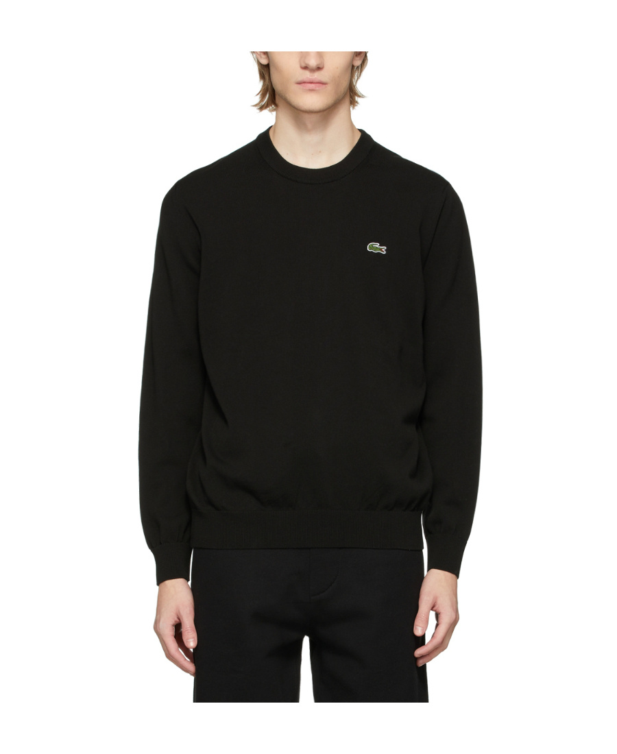 Lacoste Mens Crew Neck Fleece Sweatshirt In Black