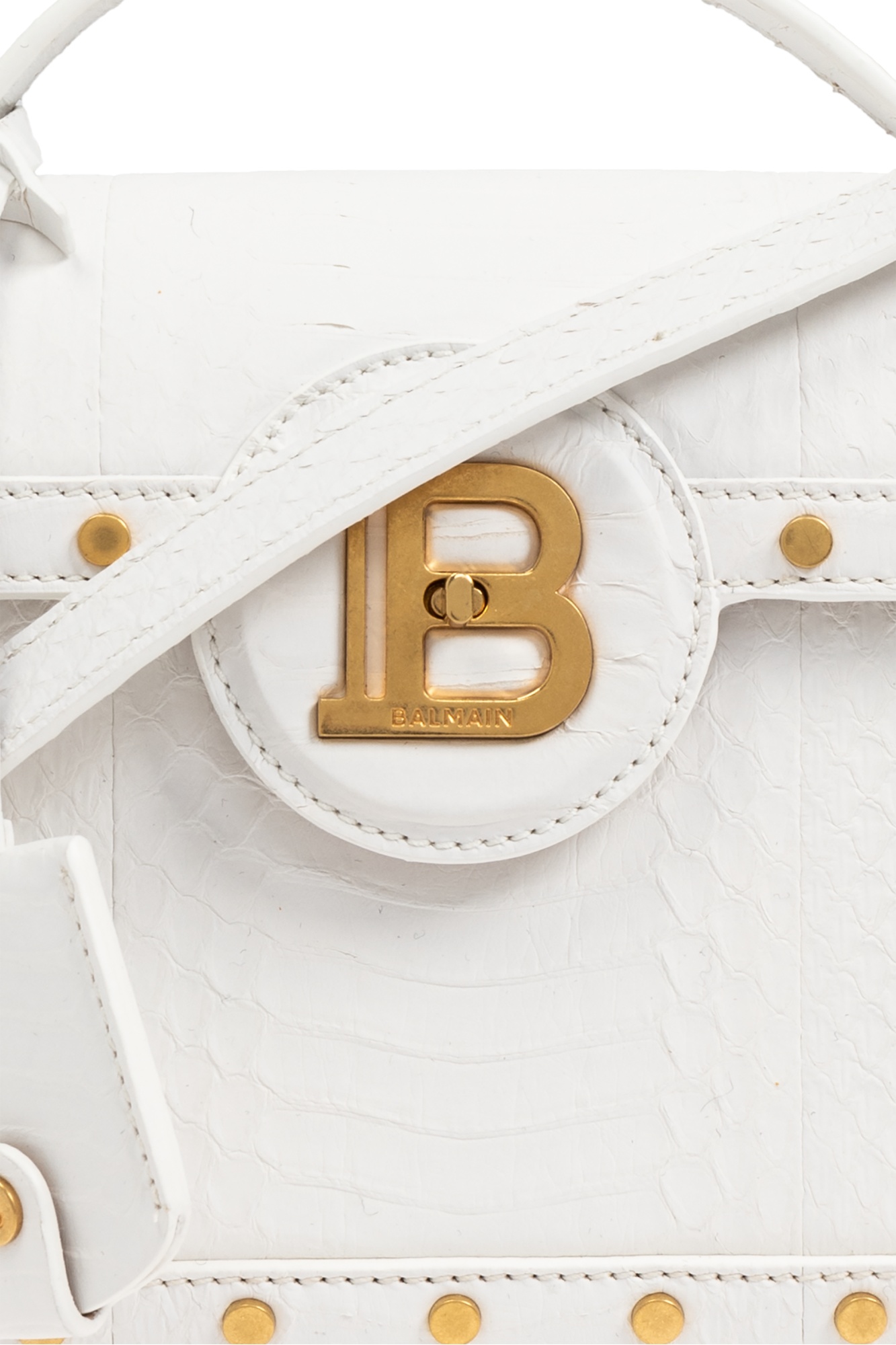 Balmain B-buzz Dynasty Bag In Snakeskin Leather In White