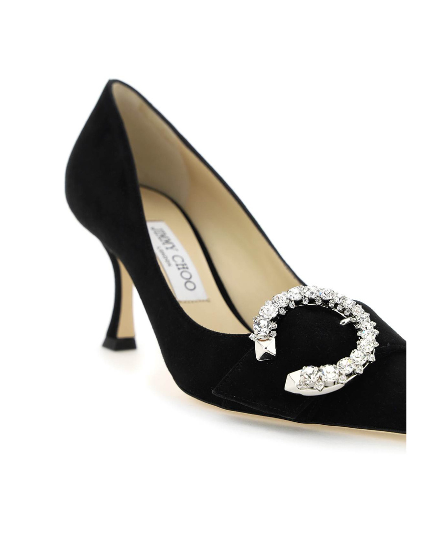 Jimmy Choo Melva 90 Embellished Suede Pumps In Black