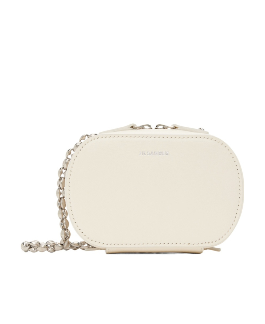 Jil Sander Logo Grain Shoulder Bag In White