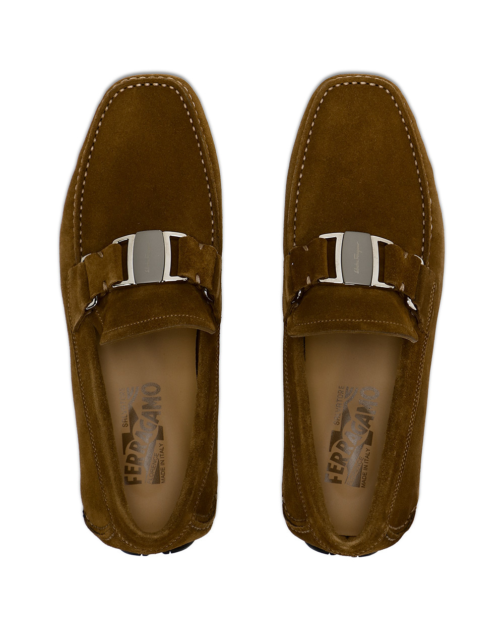 Ferragamo Buckle Business Casual Shoes In Brown