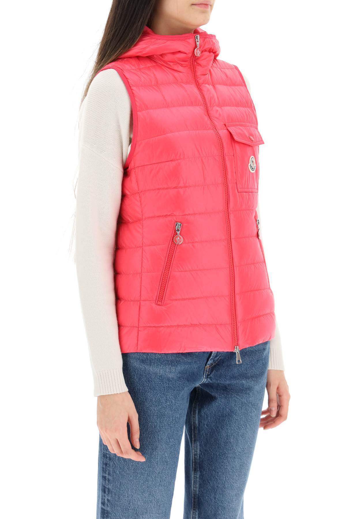 Moncler Glygos Zip-up Down Vest In Red