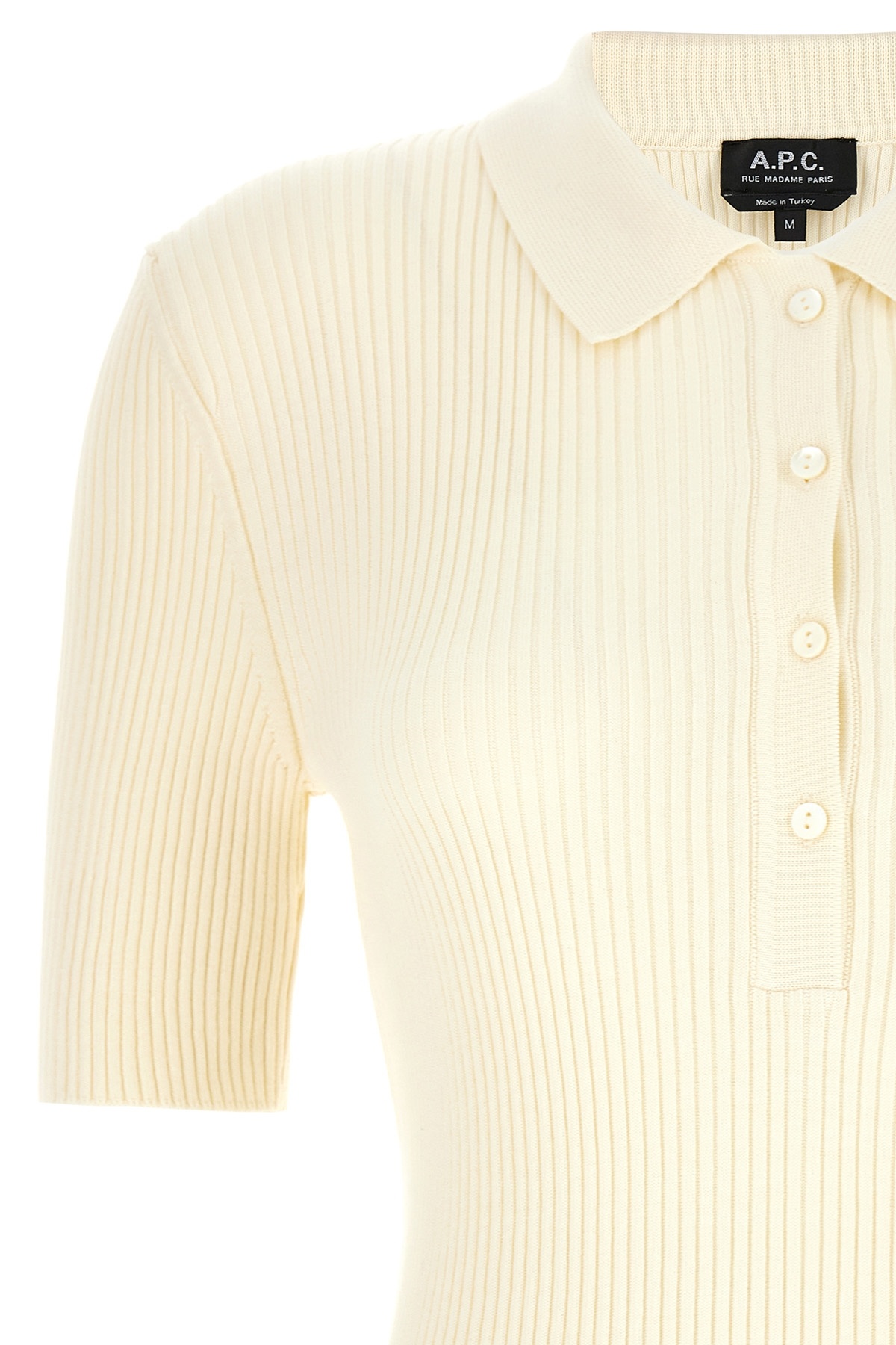 Apc A.p.c. Fitted White Polo Shirt With Classic Collar In Neutral