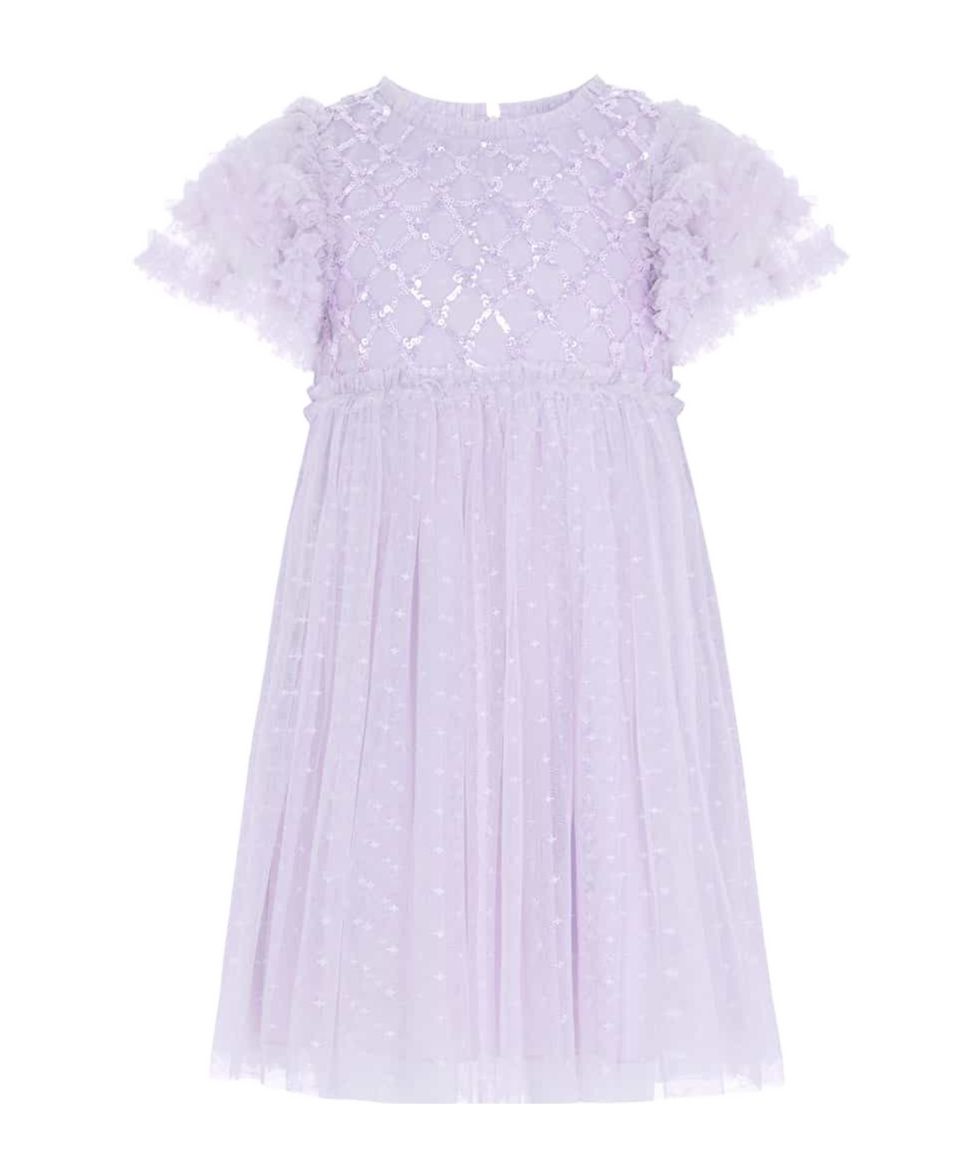Needle & Thread Heart Lattice Tulle Dress In Purple