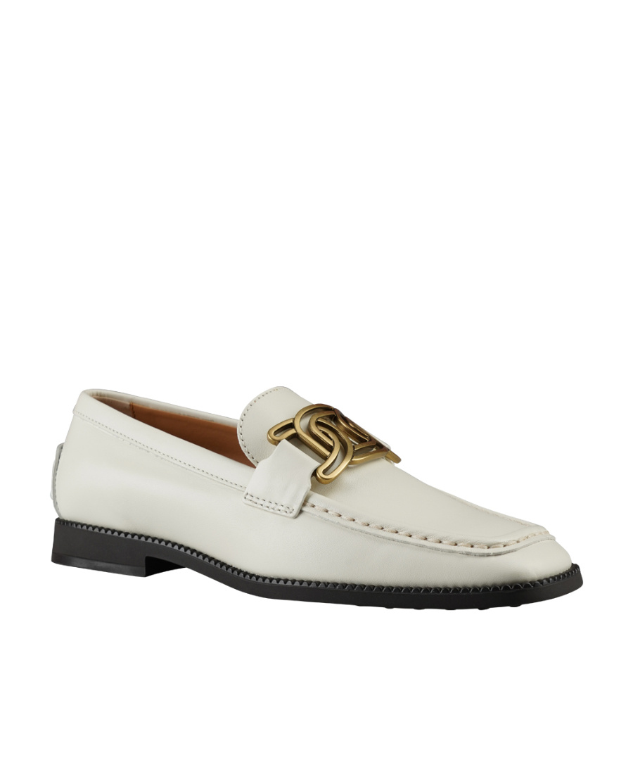 Tod's Leather Chain-link Detail Loafers In White
