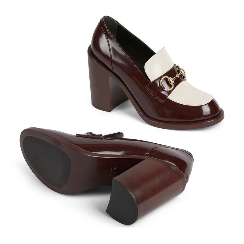 Gucci Women's Heeled Loafer With Horsebit In Burgundy