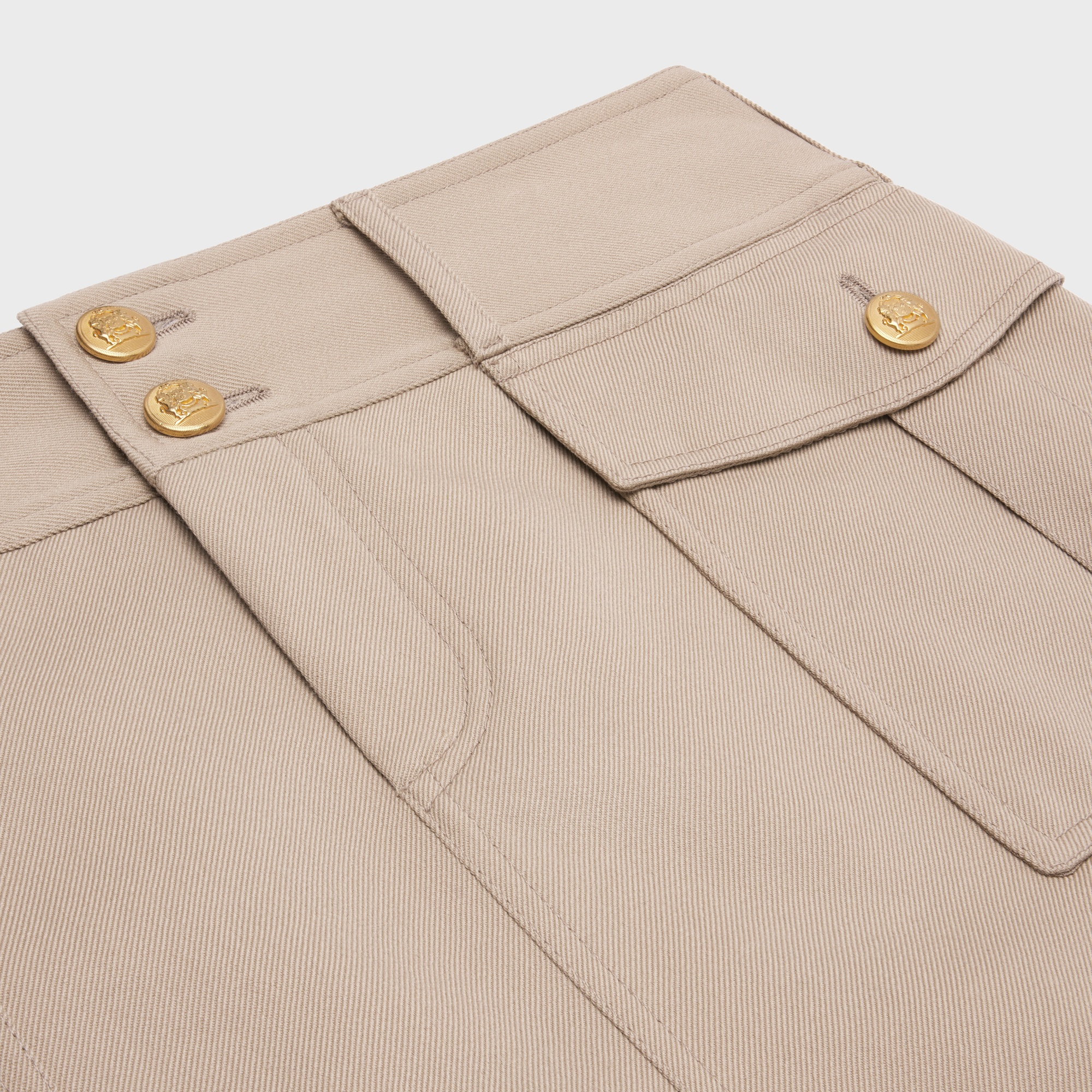 Celine Twill Trapezoid Skirt In Nude