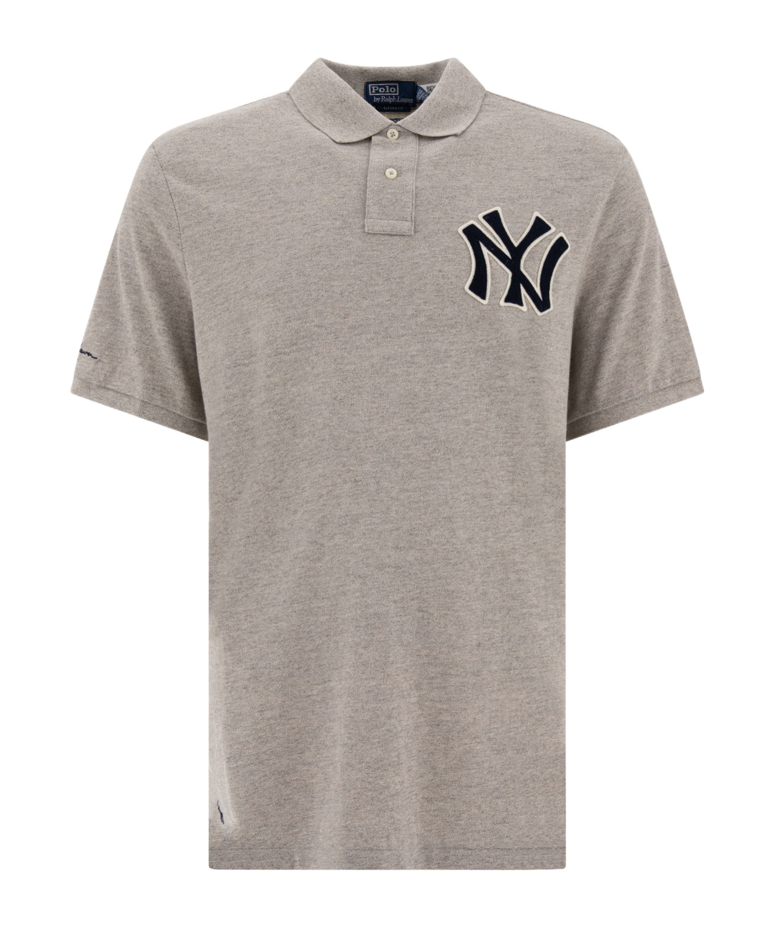 Polo Ralph Lauren "yankees" Polo Shirt With Polo Collar In Gray