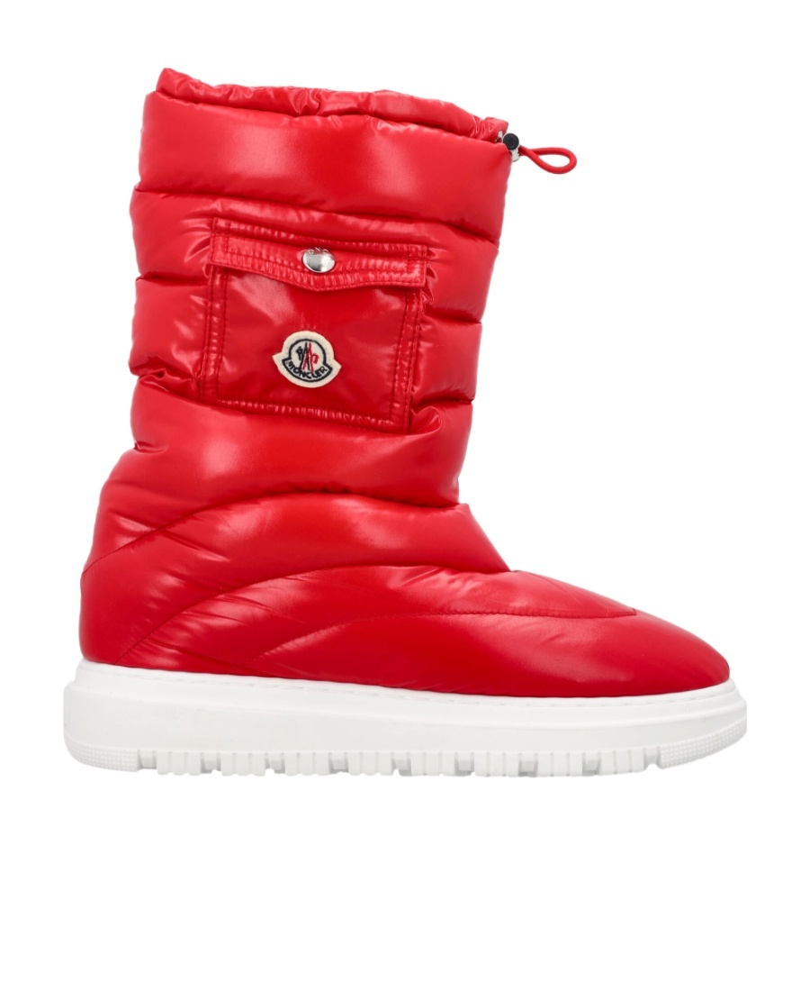 Moncler Logo-patch Satin Snow Boots In Red