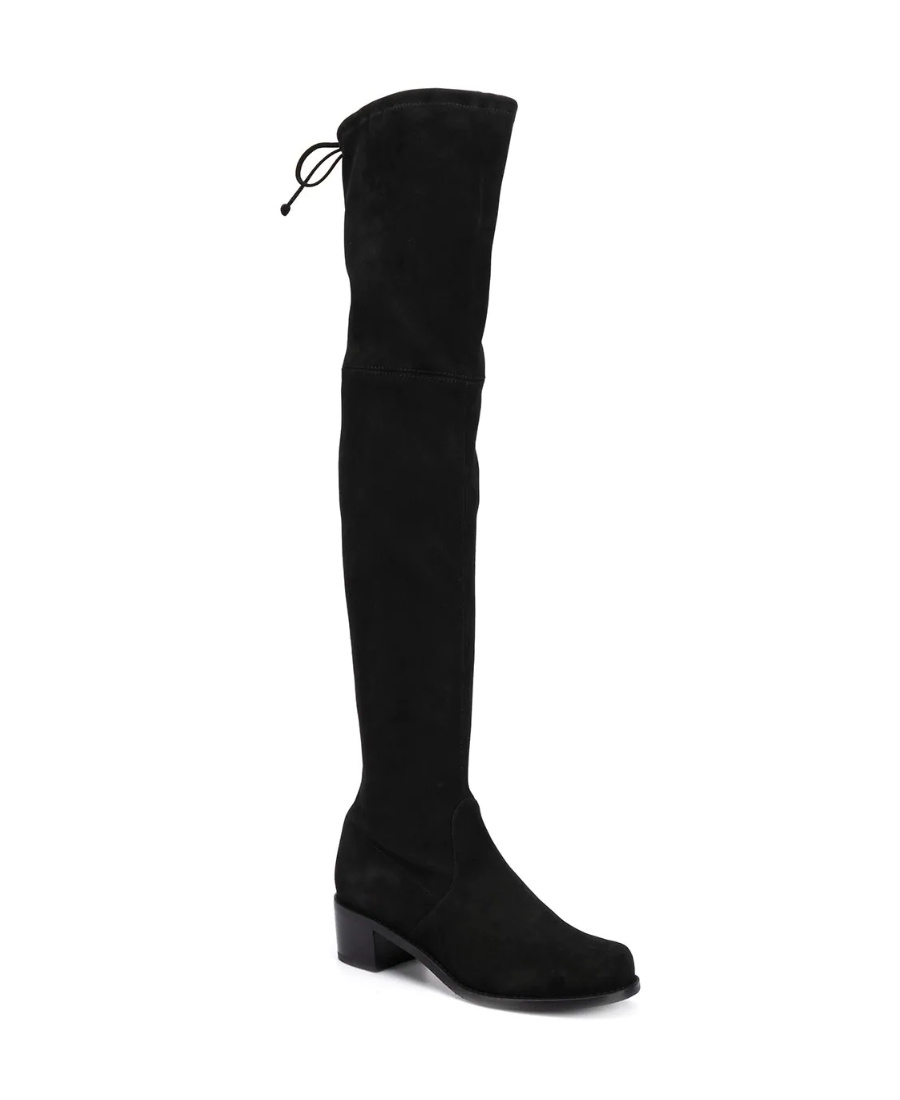 Shop Stuart Weitzman Midland Thigh-high Suede Boots In Black