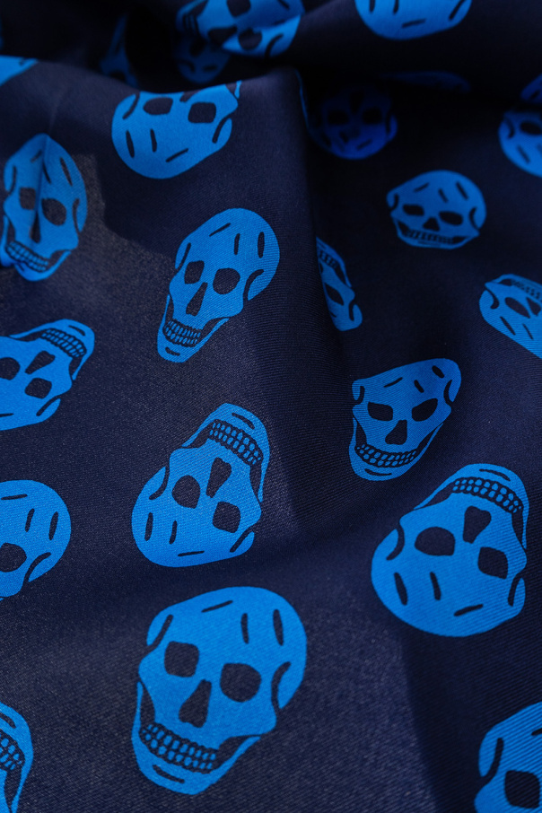 Alexander Mcqueen Skull-printed Striped Edge Scarf In Black