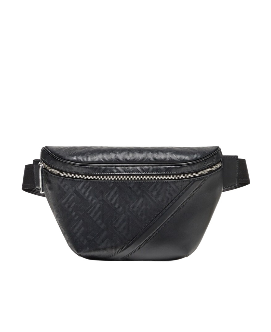 Fendi Shadow Diagonal Leather Belt Bag In Black