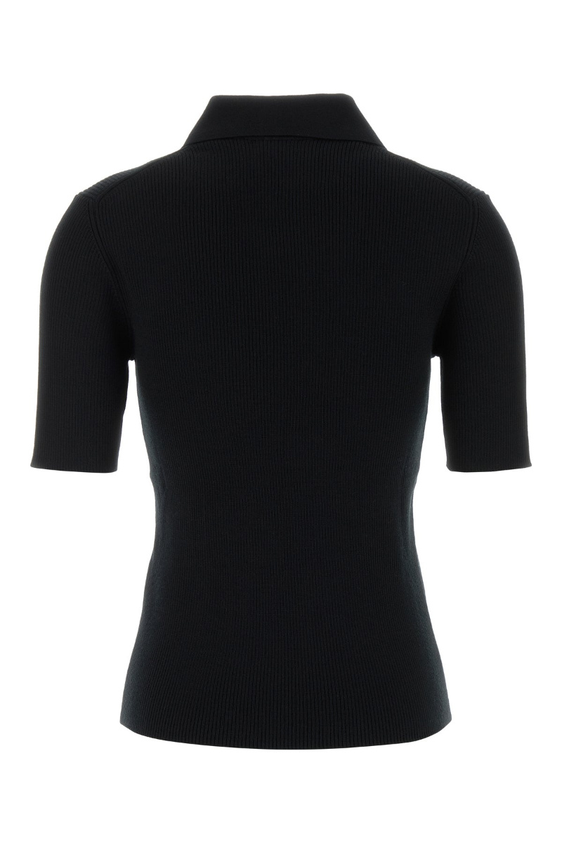 Jil Sander Short-sleeved Knit Polo Shirt In Black
