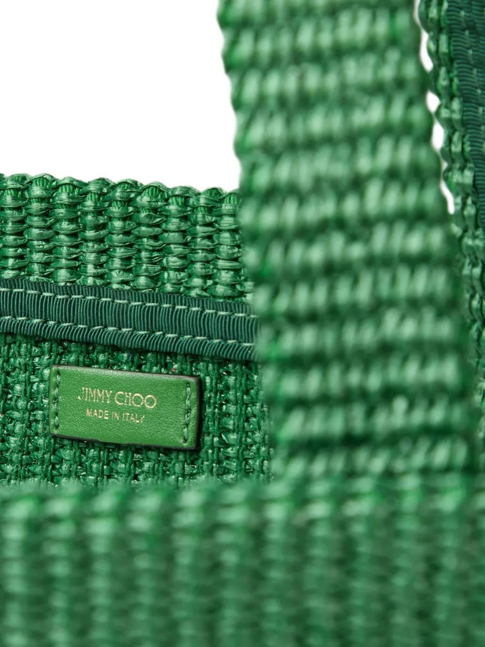 Jimmy Choo Logo Embroidered Woven Tote Bag In Green